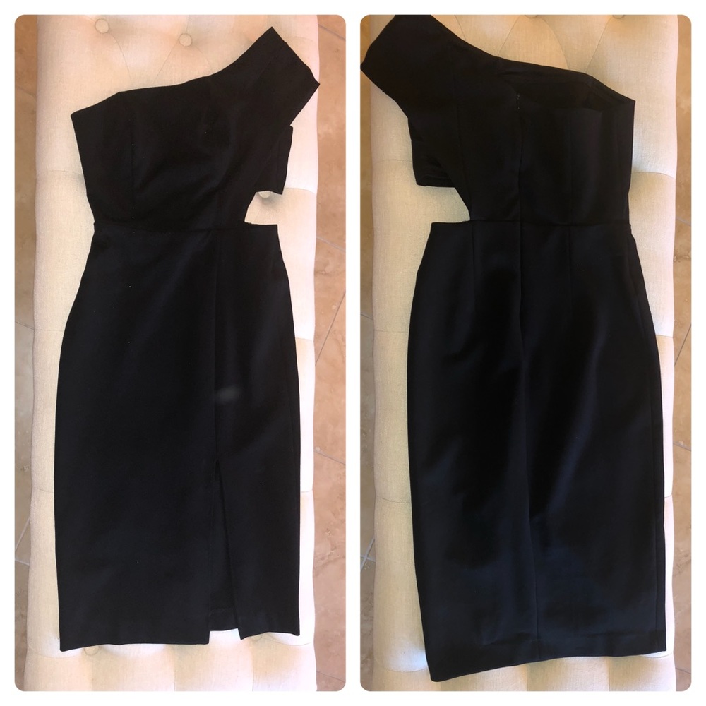 One Shoulder Cutout Side Little Black Dress